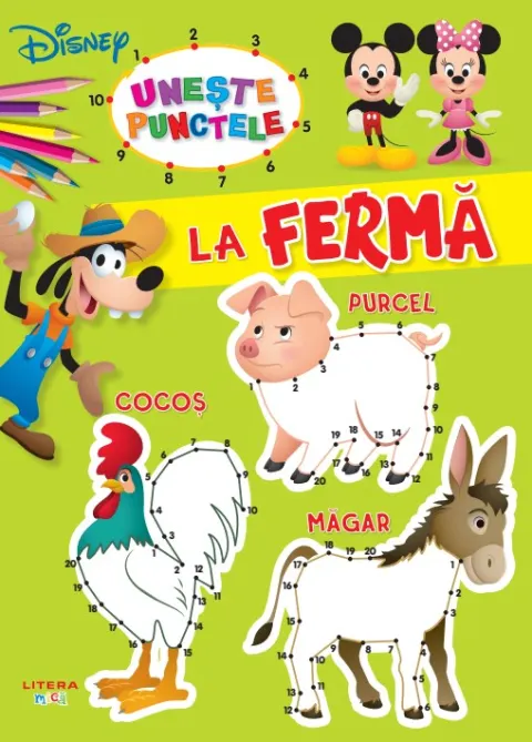 Coperta cărții Disney Bebe. Uneste punctele. La ferma