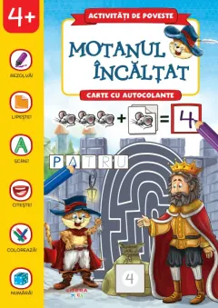 Coperta cărții Activitati de poveste. Motanul incaltat. Carte cu autocolante