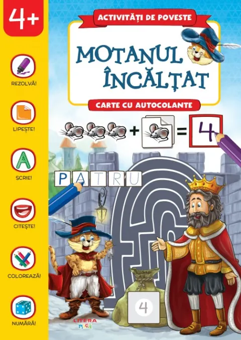 Coperta cărții Activitati de poveste. Motanul incaltat. Carte cu autocolante