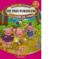 Coperta cărții Invat sa citesc Cei trei purcelusi cu litere de tipar