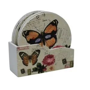 Coperta cărții Set 6 Suporturi Pahar Butterflies, MDF, 11.50 x 10.50 cm