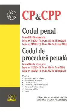 Coperta cărții Codul penal. Codul de procedura penala Ed.33 Act. 7 iulie 2024