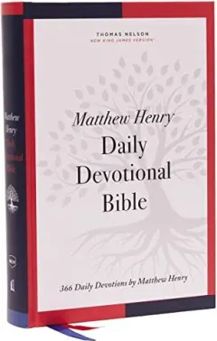 Coperta cărții NKJV, Matthew Henry Daily Devotional Bible, Hardcover, Red Letter, Thumb Indexed, Comfort Print