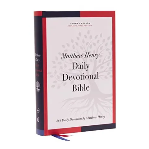 Coperta cărții NKJV, Matthew Henry Daily Devotional Bible, Hardcover, Red Letter, Thumb Indexed, Comfort Print
