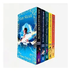 Coperta cărții Pandava Rick Riordan Presents Aru Shah Series Books 1 - 5 Collection by Roshani Chokshi (End of Time, Song of Death, Tree of Wishes, City of Gold & Nectar of Immortality)