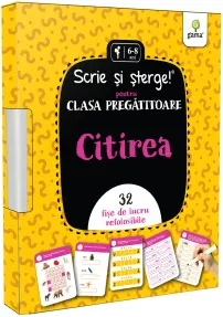 Coperta cărții Scrie si sterge! pentru clasa pregatitoare - Citirea. 32 fise de lucru refolosibile