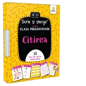 Coperta cărții Scrie si sterge! pentru clasa pregatitoare - Citirea. 32 fise de lucru refolosibile